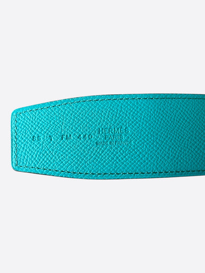 Hermes Turquoise & Navy Constance Gold Reversible Belt