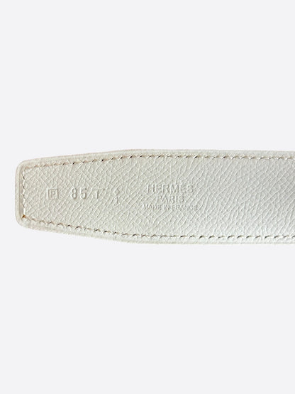 Hermes White & Red Constance Palladium Reversible Belt