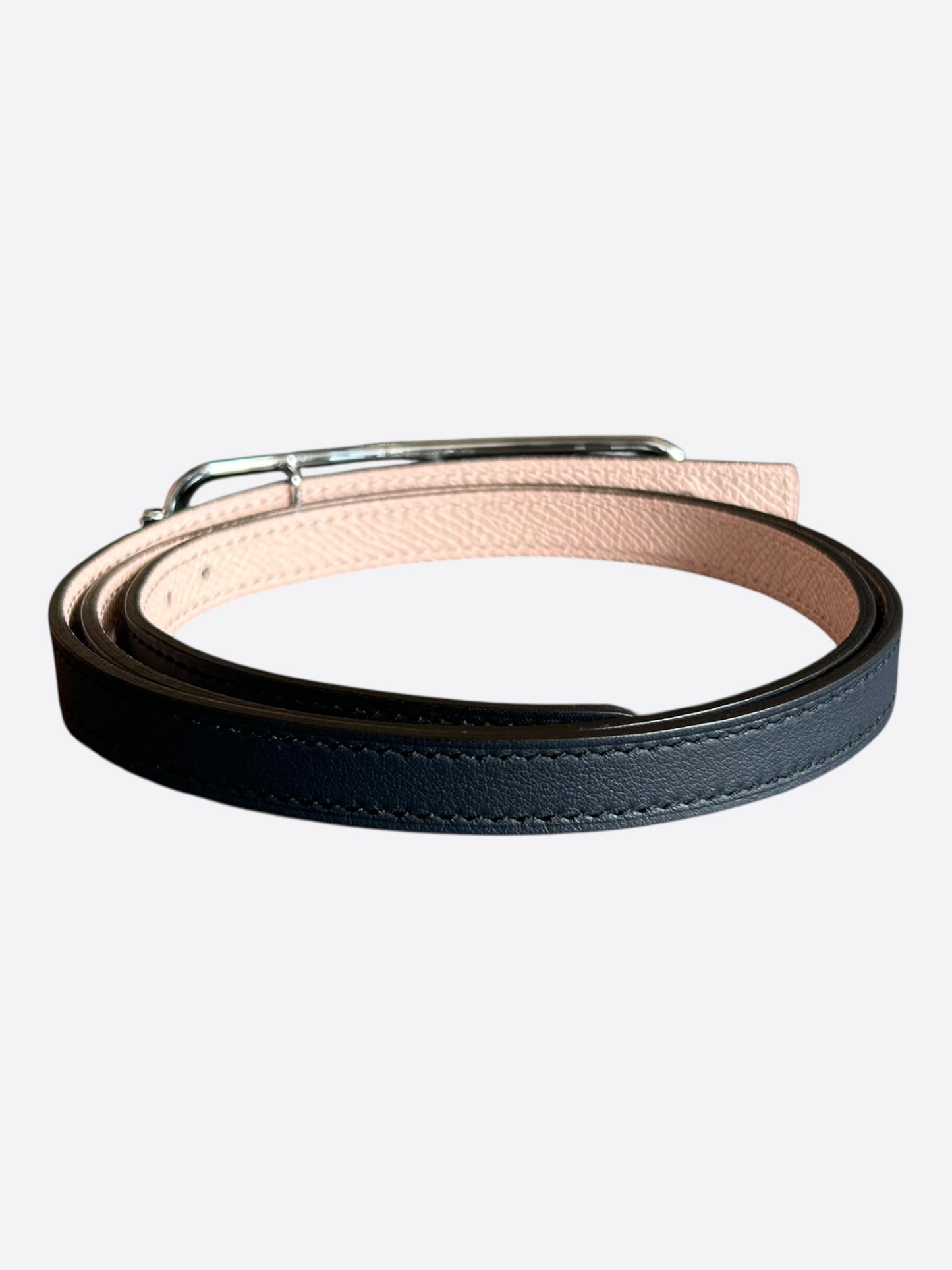 Hermes Black & Pink Palladium Roulis Reversible Belt