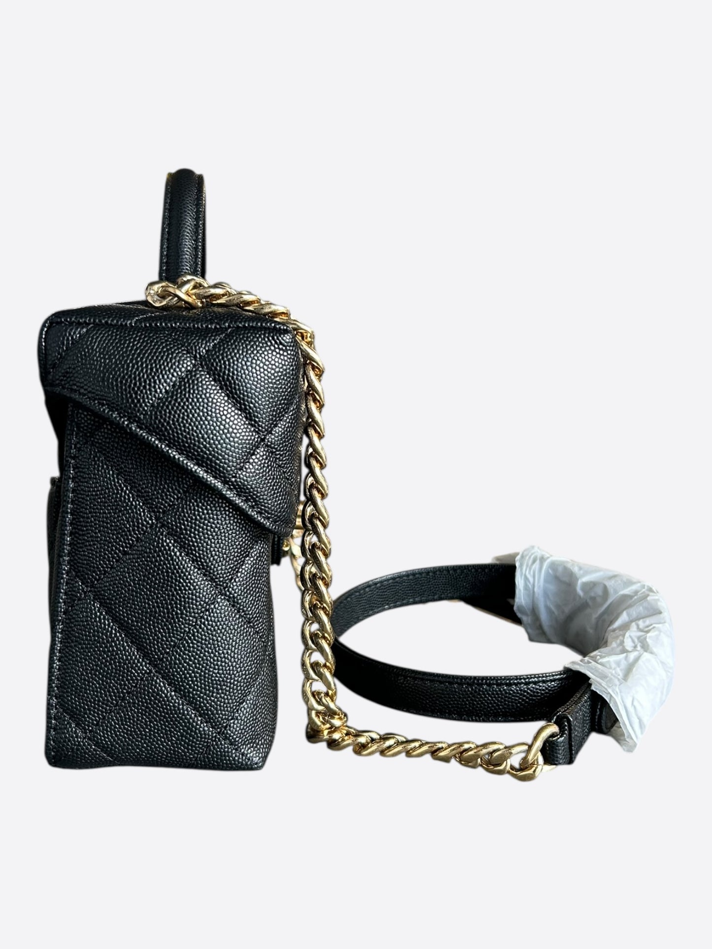 Chanel Black Caviar Quilted Handy Box Vanity Bag