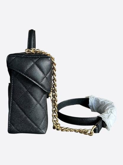 Chanel Black Caviar Quilted Handy Box Vanity Bag