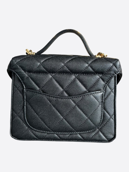 Chanel Black Caviar Quilted Handy Box Vanity Bag