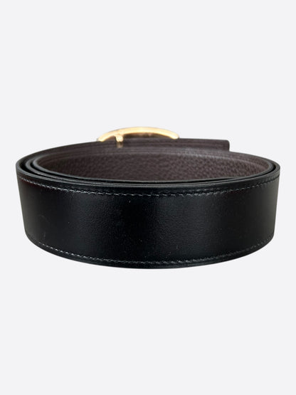 Hermes Black & Brown Gold Chaine d'Ancre Reversible Belt