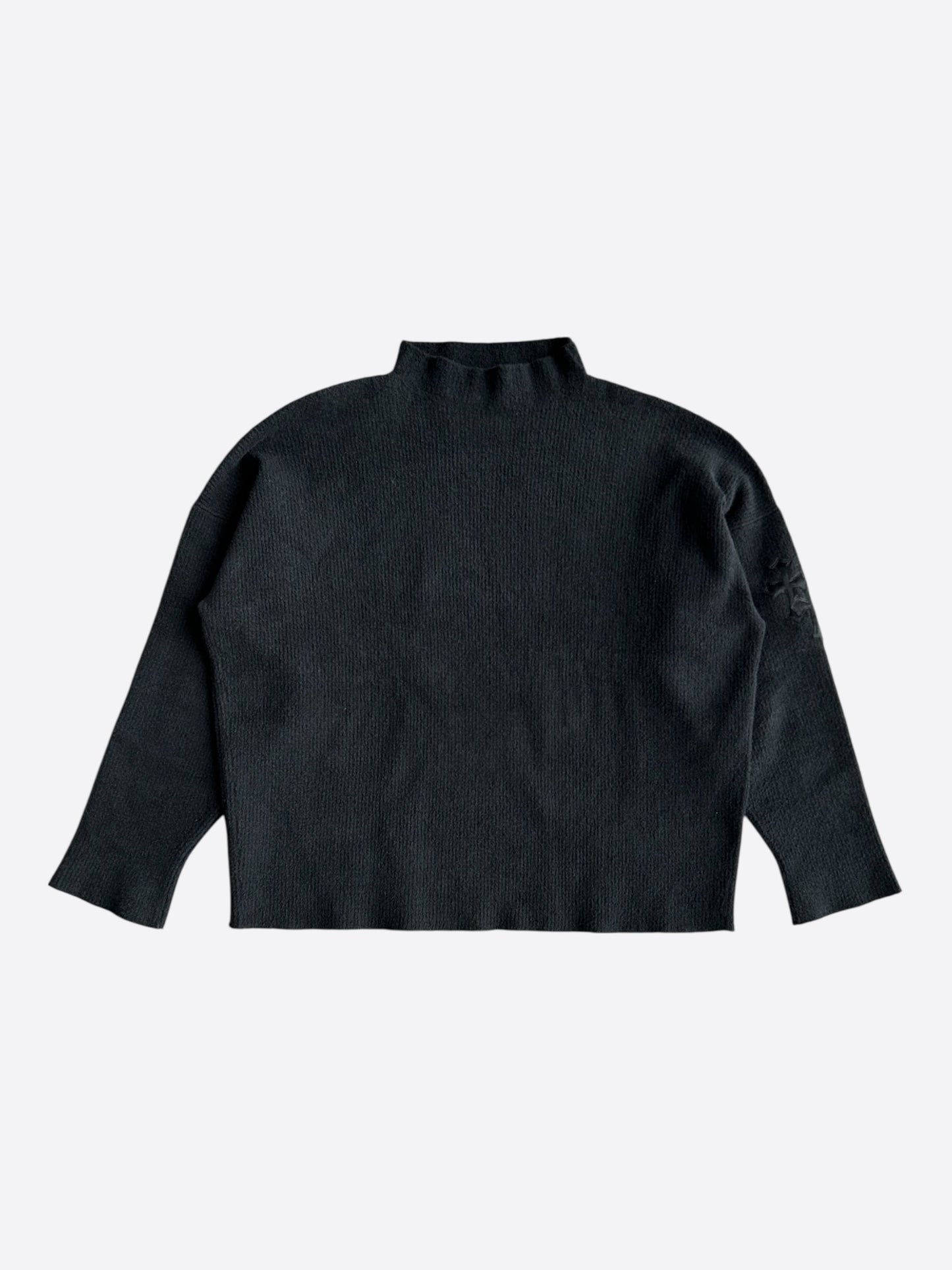 Chrome Hearts Black Ponyhair Cross Patch Knitted Sweater