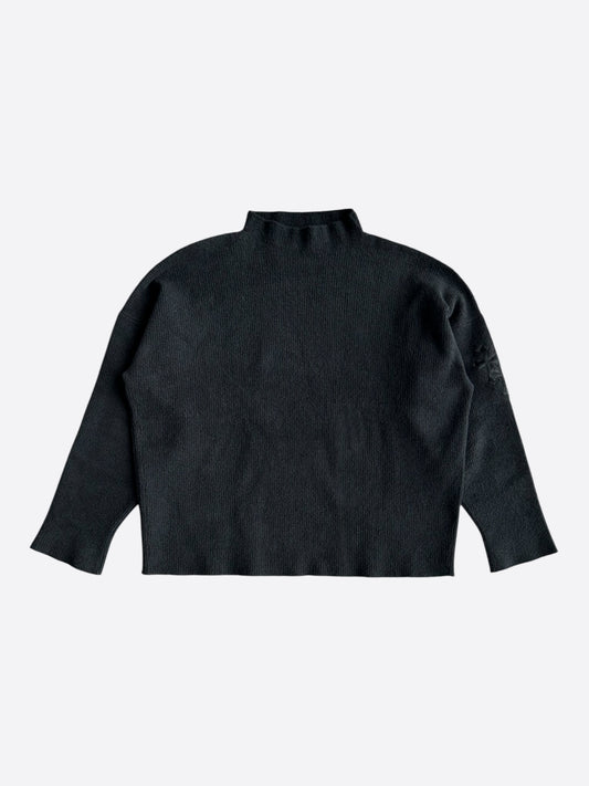 Chrome Hearts Black Ponyhair Cross Patch Knitted Sweater
