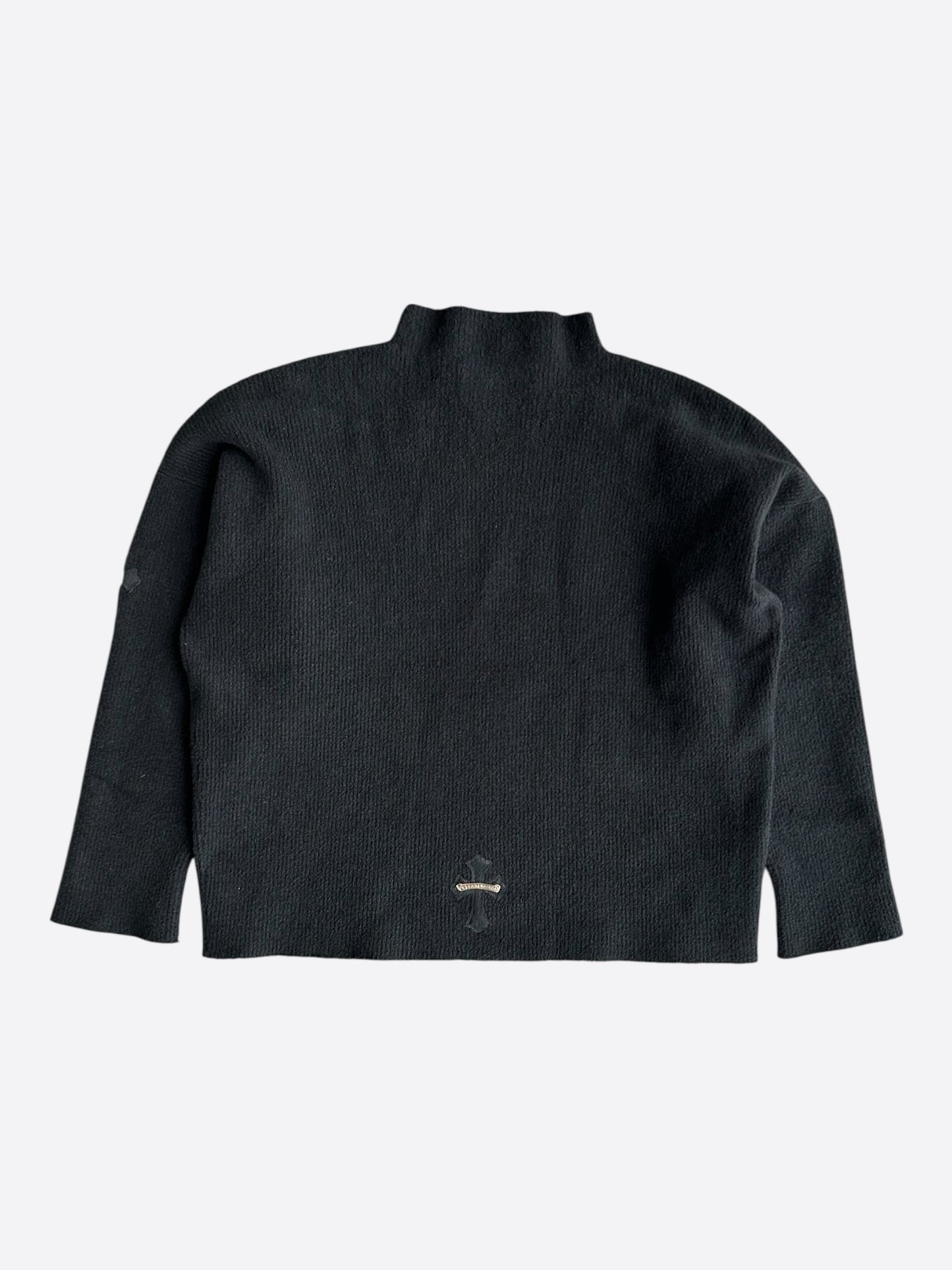 Chrome Hearts Black Ponyhair Cross Patch Knitted Sweater