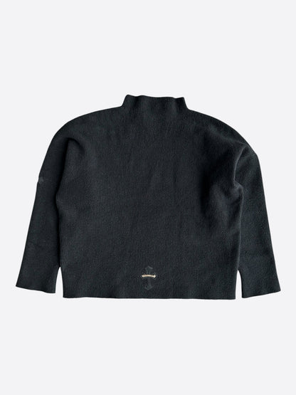 Chrome Hearts Black Ponyhair Cross Patch Knitted Sweater