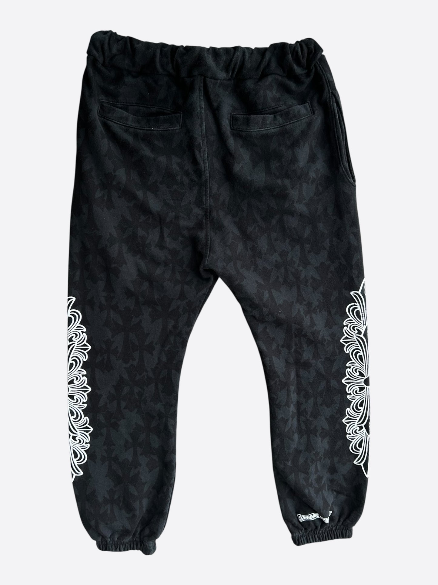Chrome Hearts Black & White Horseshoe Logo Cross Jacquard Sweatpants