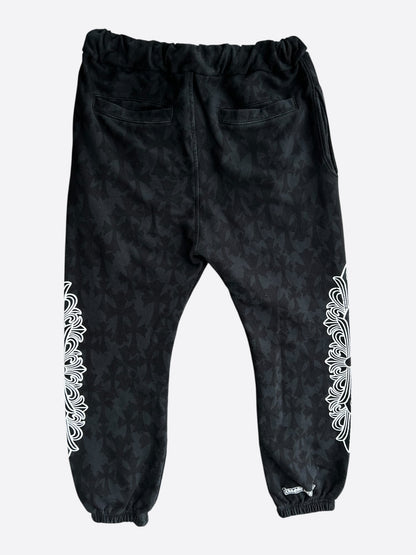 Chrome Hearts Black & White Horseshoe Logo Cross Jacquard Sweatpants