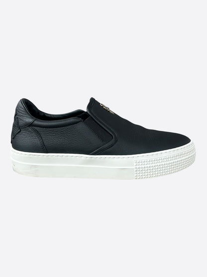 Chrome Hearts Black Leather Dagger Slip On Sneakers