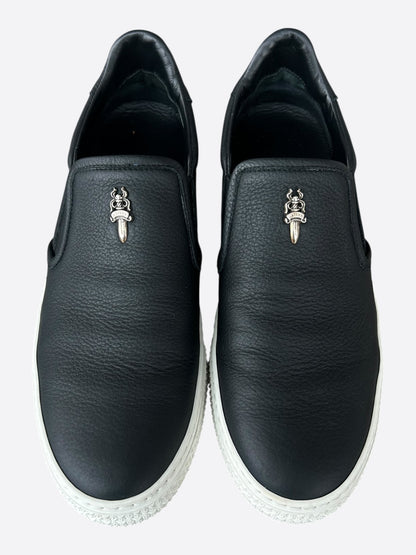 Chrome Hearts Black Leather Dagger Slip On Sneakers