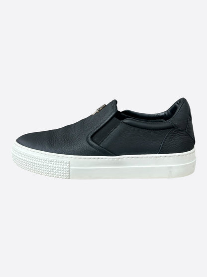 Chrome Hearts Black Leather Dagger Slip On Sneakers