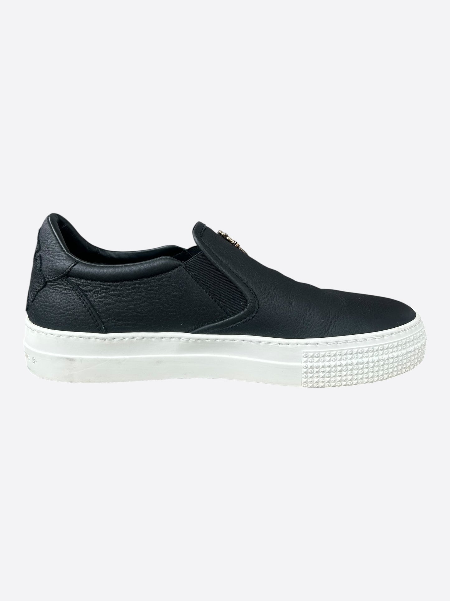 Chrome Hearts Black Leather Dagger Slip On Sneakers
