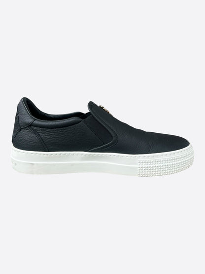 Chrome Hearts Black Leather Dagger Slip On Sneakers