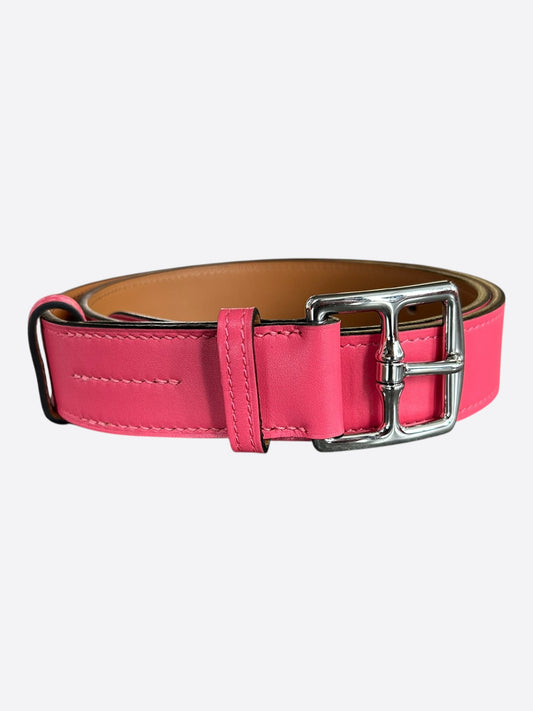 Hermes Pink Swift & Palladium Etriviere Belt
