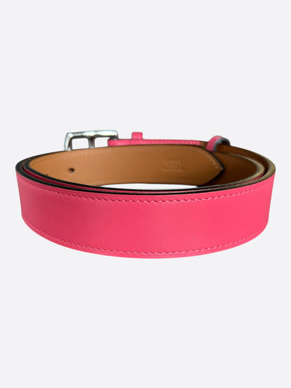 Hermes Pink Swift & Palladium Etriviere Belt