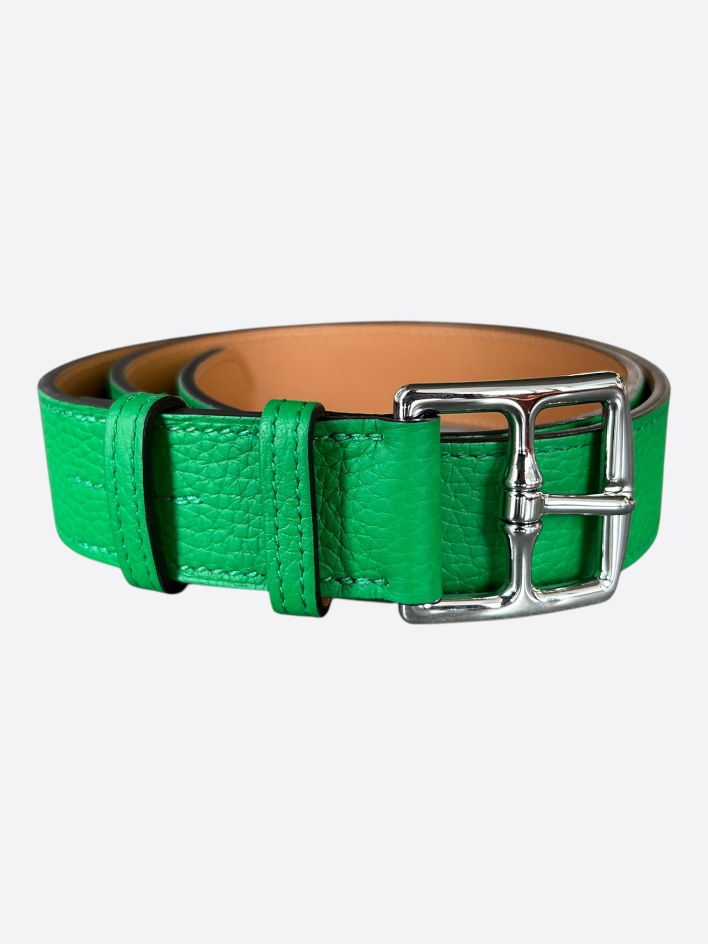 Hermes Green Togo & Palladium Etriviere Belt