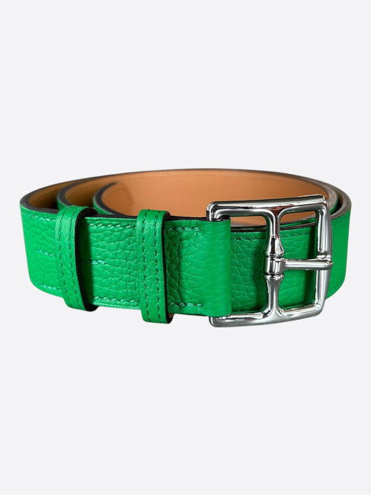 Hermes Green Togo & Palladium Etriviere Belt