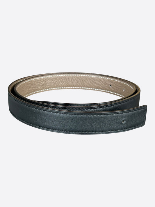 Hermes Black & Etoupe Reversible Belt Strap
