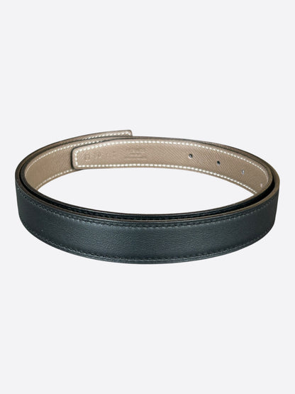Hermes Black & Etoupe Reversible Belt Strap