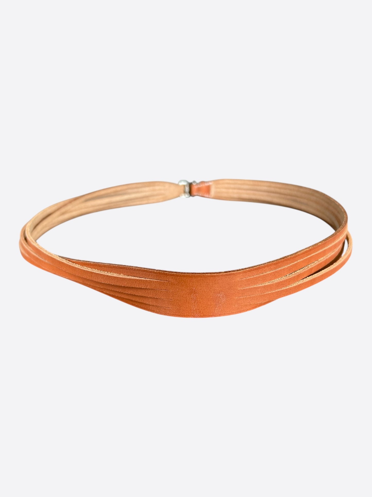Hermes Brown Swift & Palladium Stirrup Multi-Strand Belt