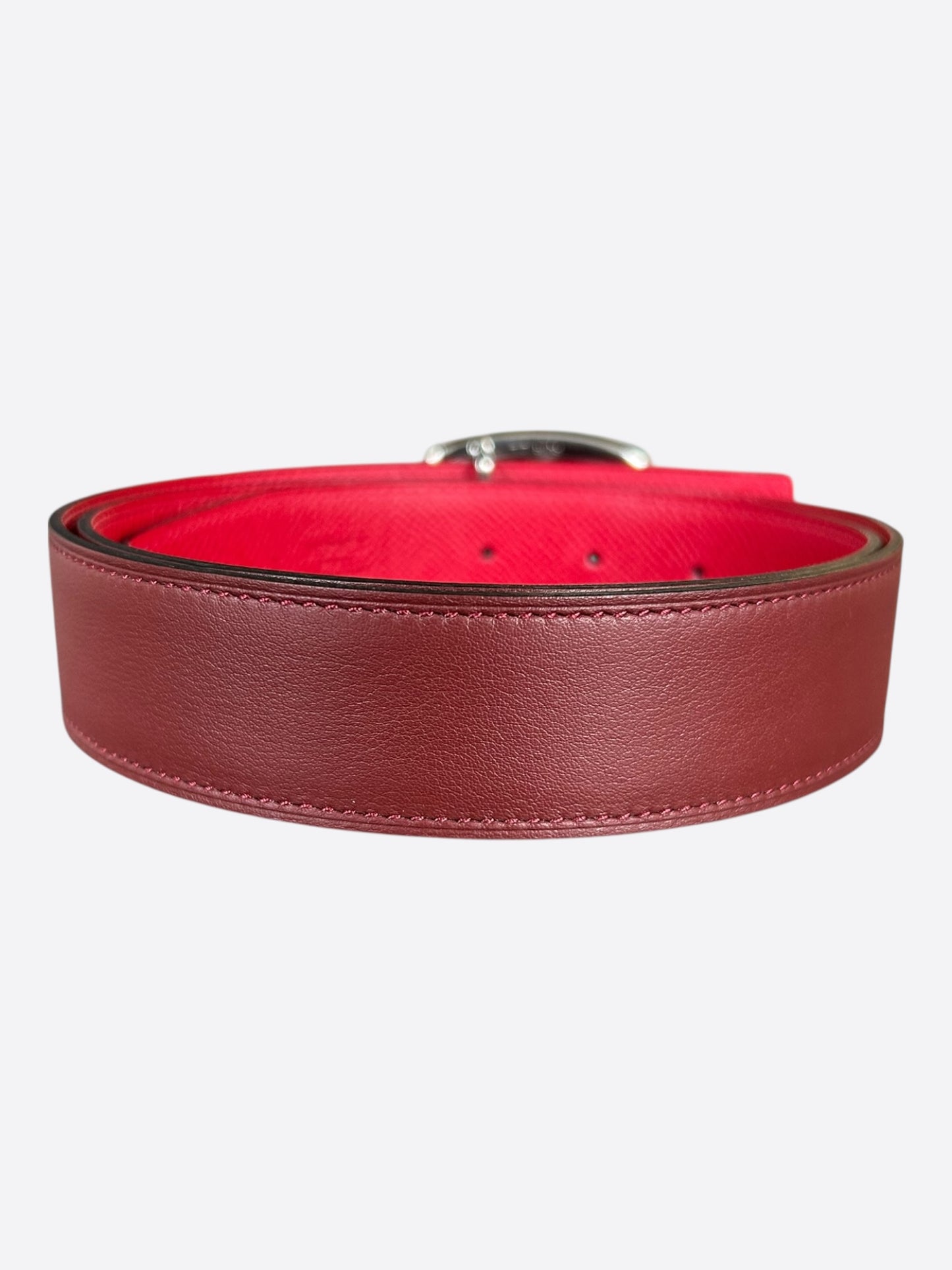 Hermes Burgundy & Pink Palladium Chaine d'Ancre Reversible Belt