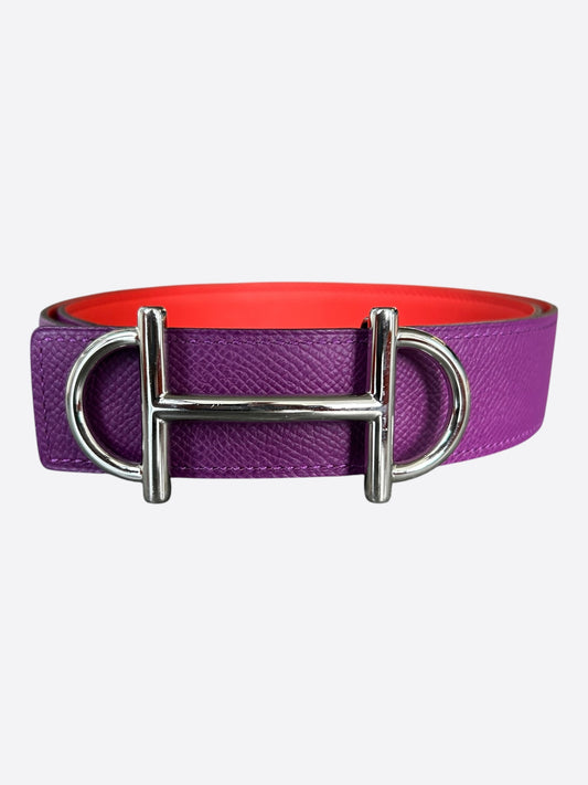 Hermes Purple & Pink Palladium Gamma Reversible Belt