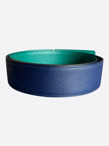 Hermes Blue & Turquoise Constance Palladium Reversible Belt