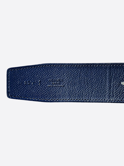 Hermes Blue & Turquoise Constance Palladium Reversible Belt
