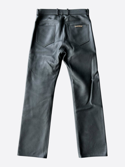 Chrome Hearts Black Leather Fleur Knee Pants