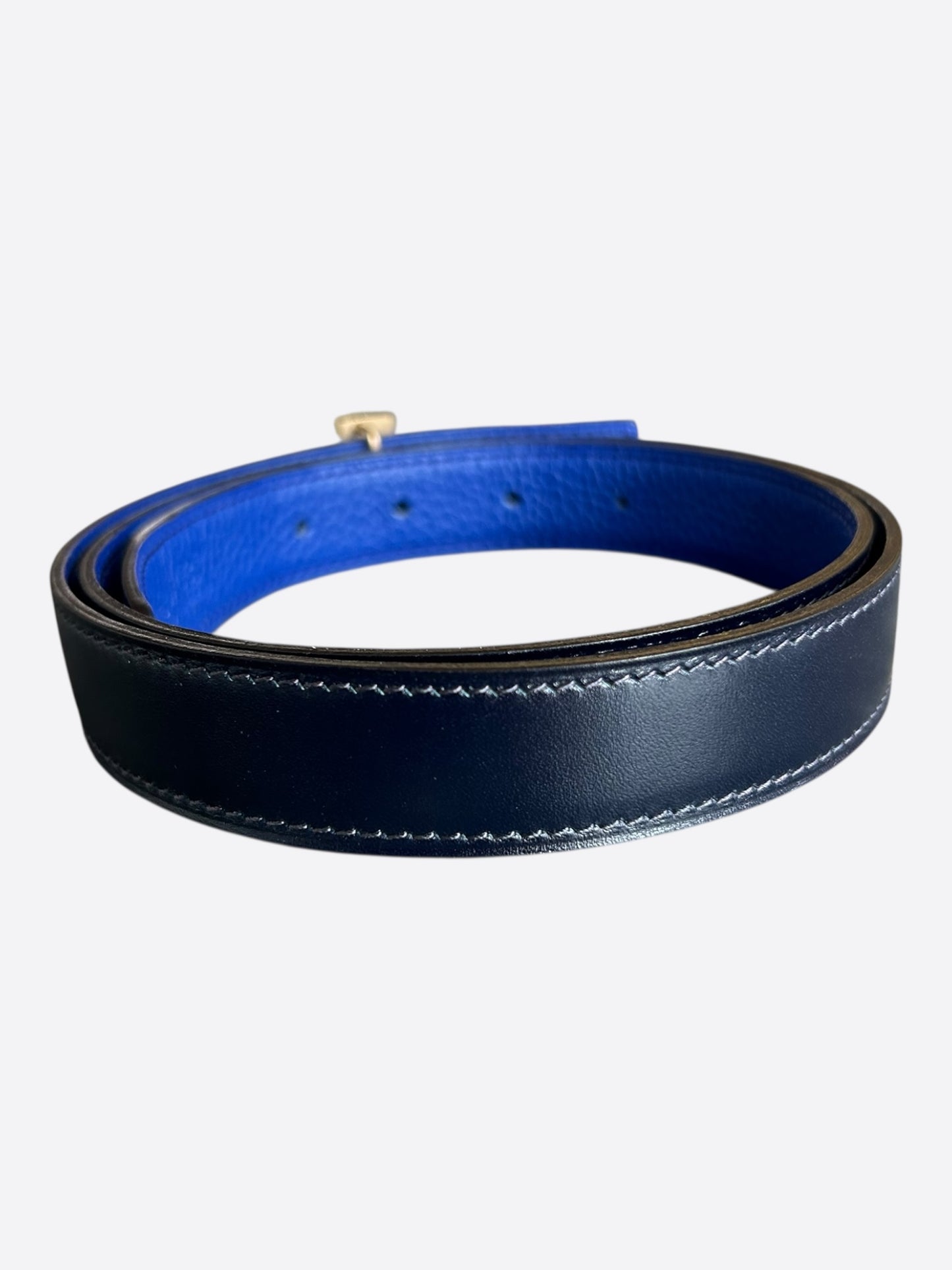 Hermes Navy & Blue Constance Palladium Reversible Belt