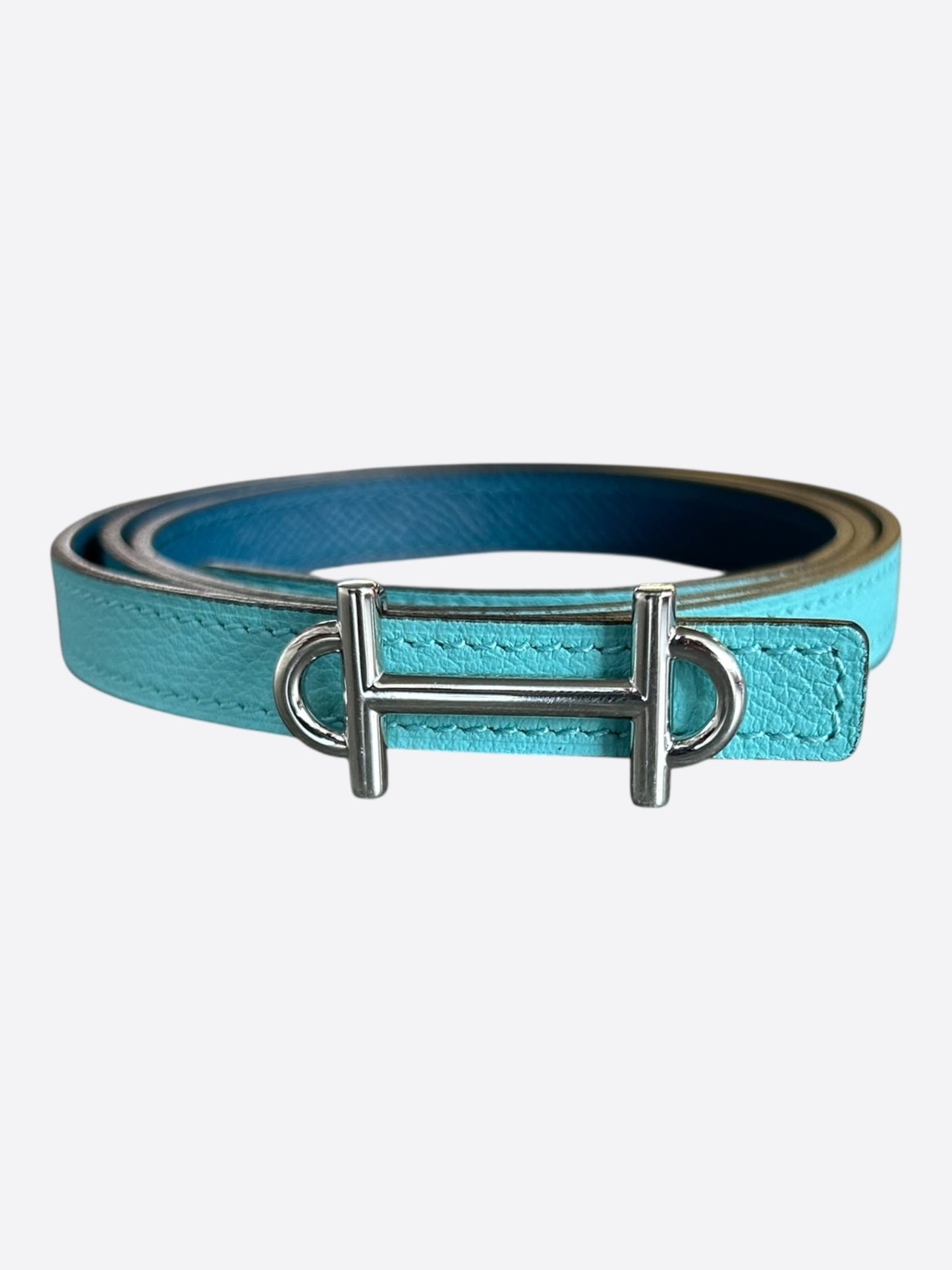 Hermes Blue & Navy Palladium Gamma Reversible Belt