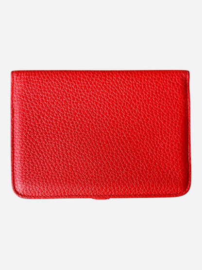 Hermes Red Togo & Palladium Hardware Compact Dogon Wallet
