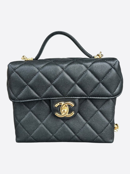 Chanel Black Caviar Quilted Handy Box Vanity Bag