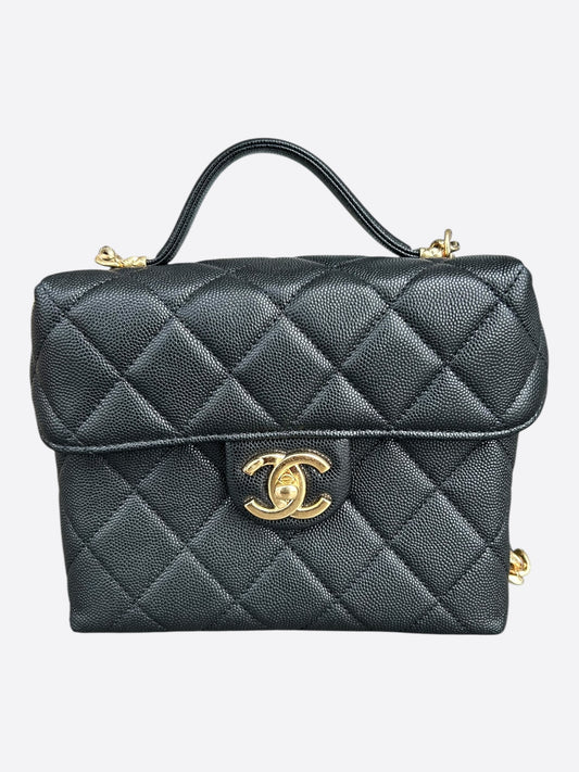 Chanel Black Caviar Quilted Handy Box Vanity Bag