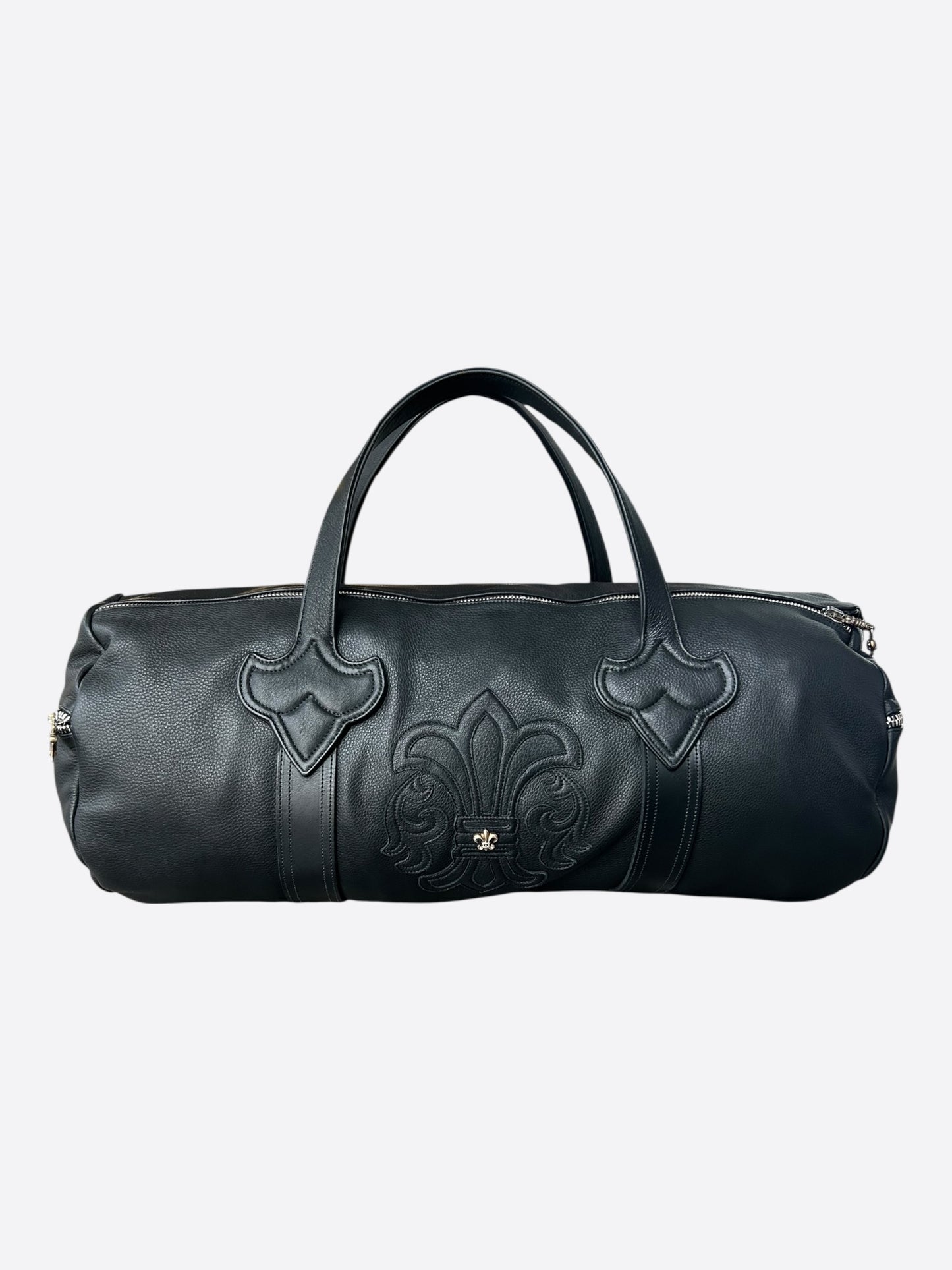 Chrome Hearts Black Fleur Leather Duffel Bag