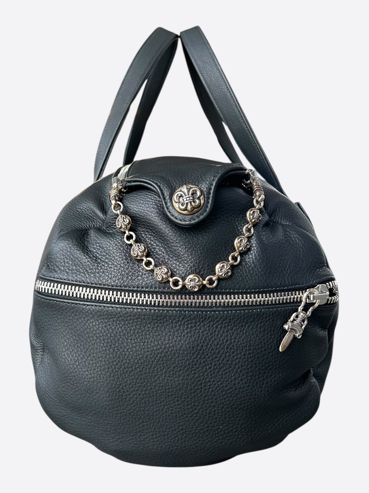 Chrome Hearts Black Fleur Leather Duffel Bag