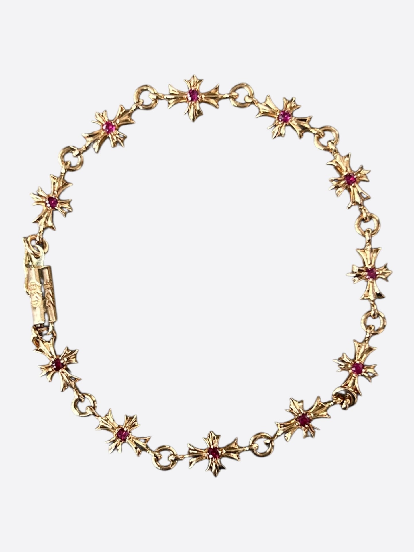 Chrome Hearts 22K Yellow Gold & Pink Rubies Tiny-E Bracelet
