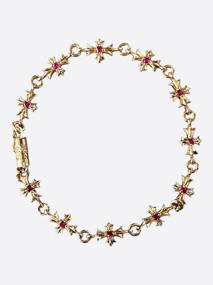 Chrome Hearts 22K Yellow Gold & Pink Rubies Tiny-E Bracelet