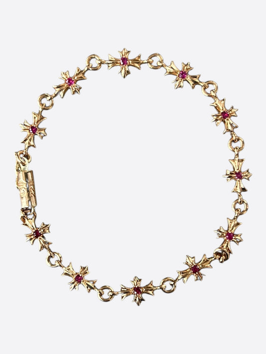 Chrome Hearts 22K Yellow Gold & Pink Rubies Tiny-E Bracelet