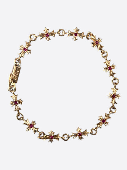 Chrome Hearts 22K Yellow Gold & Pink Rubies Tiny-E Bracelet