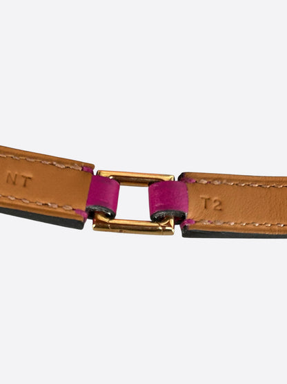 Hermes Purple Swift & Gold Hardware Rivale Double Tour Bracelet