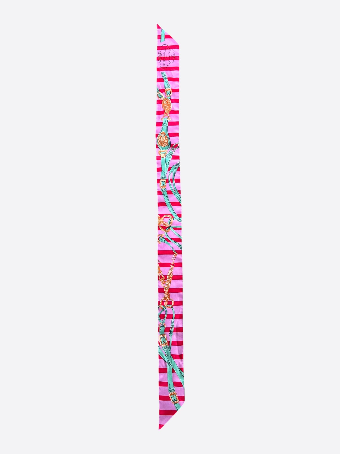 Hermes Pink Brides De Gala Striped Twilly