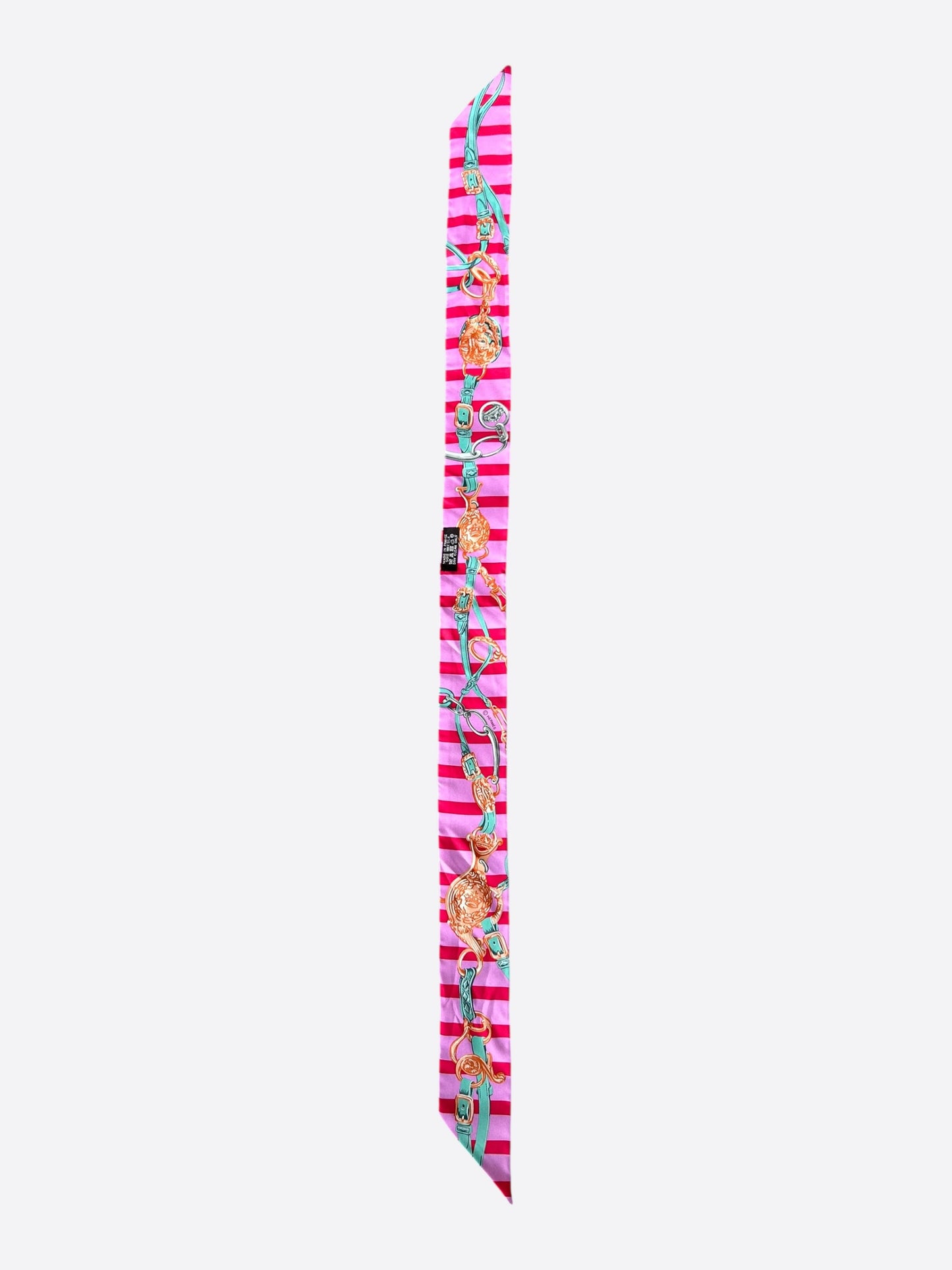 Hermes Pink Brides De Gala Striped Twilly