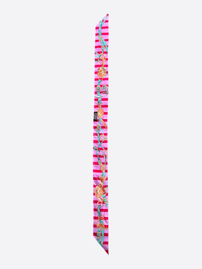 Hermes Pink Brides De Gala Striped Twilly