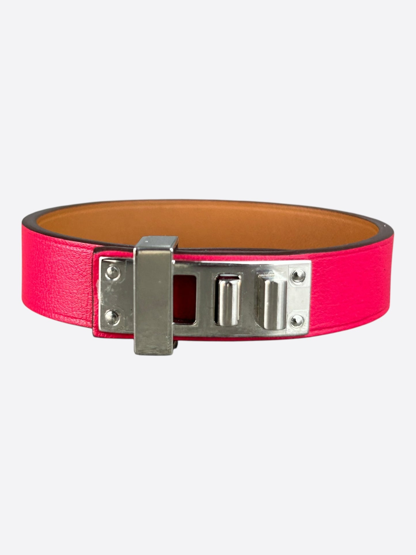 Hermes Pink Swift & Palladium Hardware Kelly Bracelet