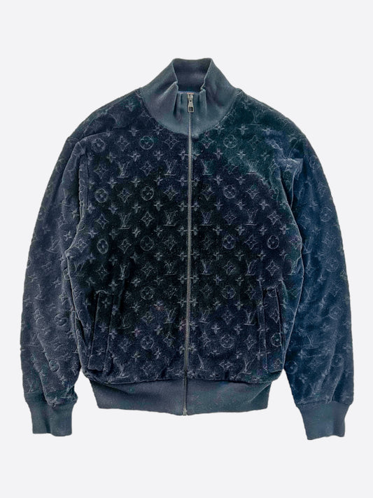 Louis Vuitton Black Velour Monogram Track Jacket