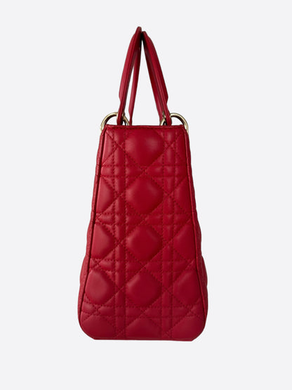 Dior Cherry Red Medium Lady Dior Bag