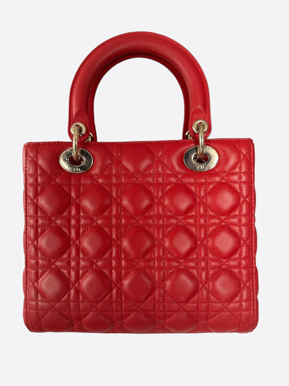 Dior Cherry Red Medium Lady Dior Bag