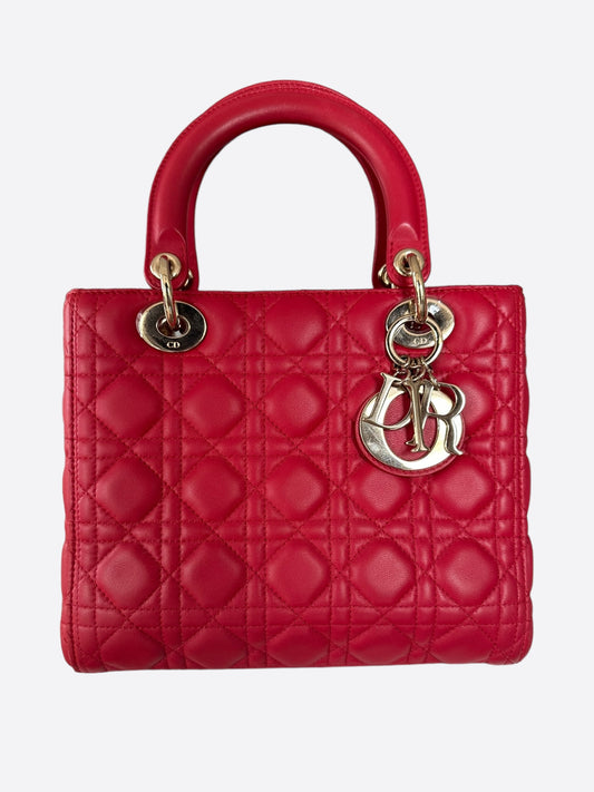 Dior Cherry Red Medium Lady Dior Bag